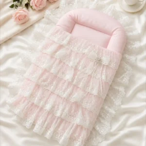 Blush Lacey Carry Nest Luxury Baby Nest Bedding for Newborn Girl